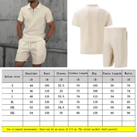 Ensemble deux pièces pour hommes, nouveau style été, gaufré, couleur unie, avec fermeture éclair, col à revers, manches courtes et short, pour l'Europe et les États-Unis 6