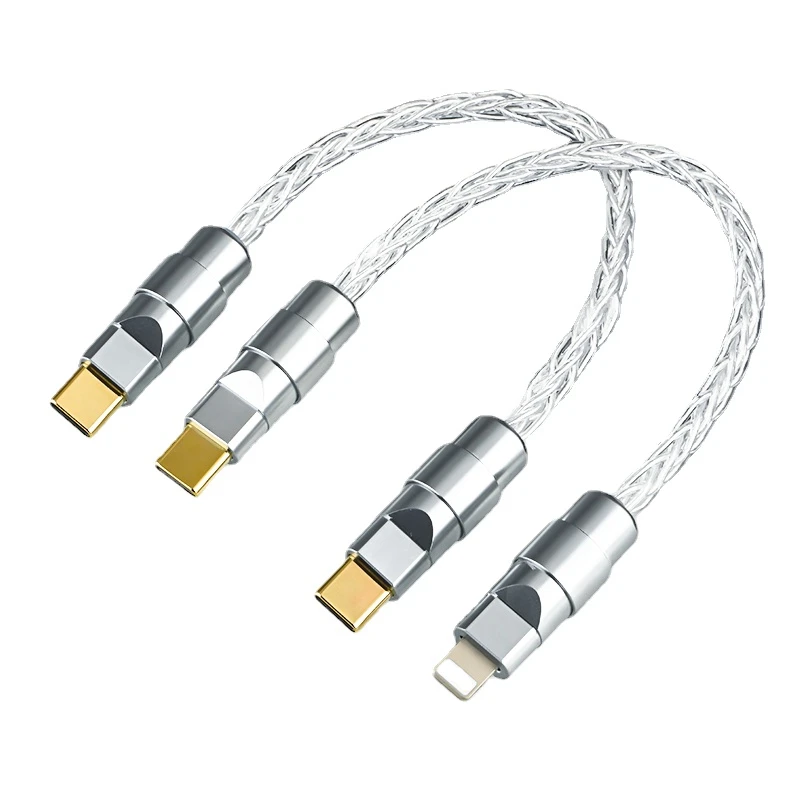 

Hi-end Pure Silver Lightning To Type-C Audio Cable for Headset Otg Decoder Amp Mobile Phone Conversion Line