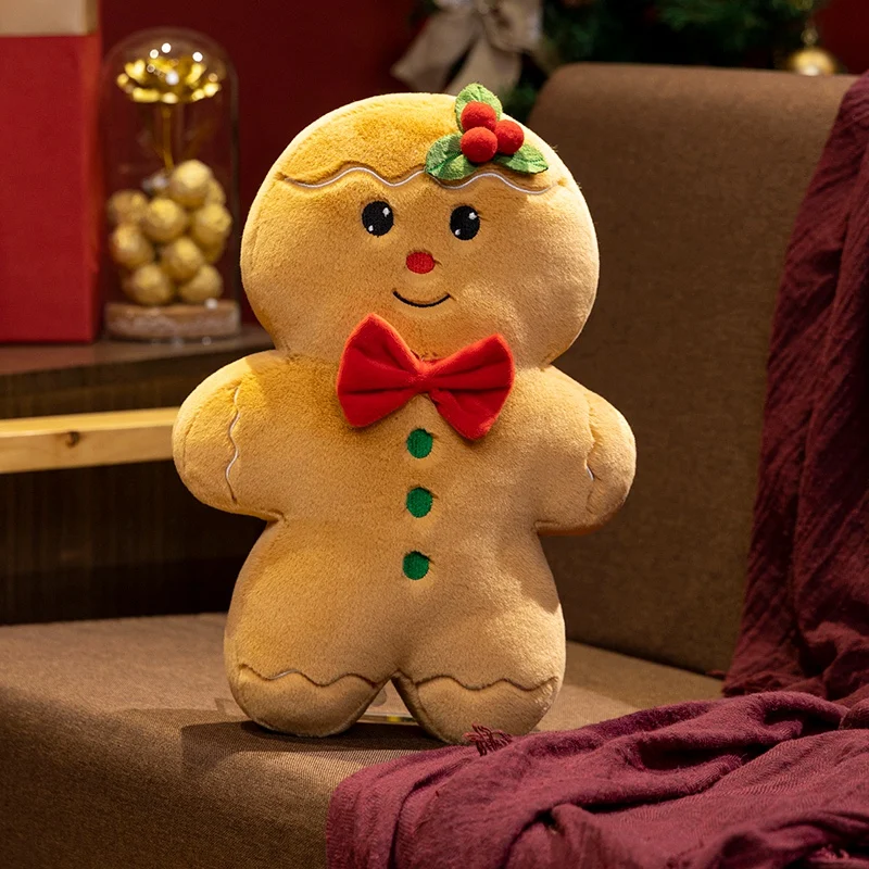 1PC happy Christmas Ginger Bread Snowman Plushie Plush Pillow Stuffed Cabin House Xmas Tree Party Decor Doll 6