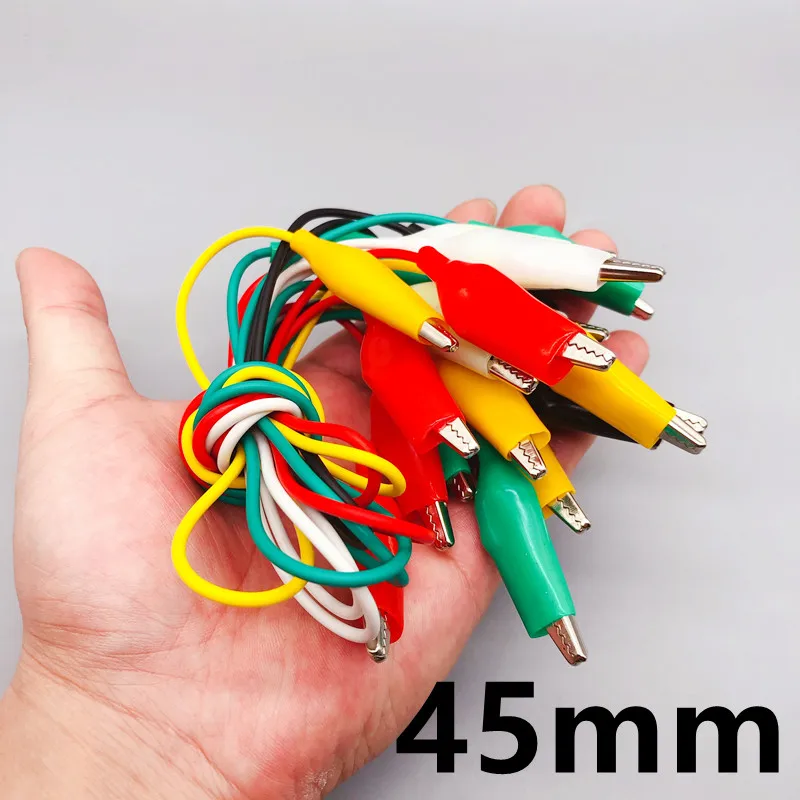 Pack De 10 Pinzas De Cocodrilo Grandes De 45 Mm Con Bota Aislante Blanca Para Pruebas De Batería