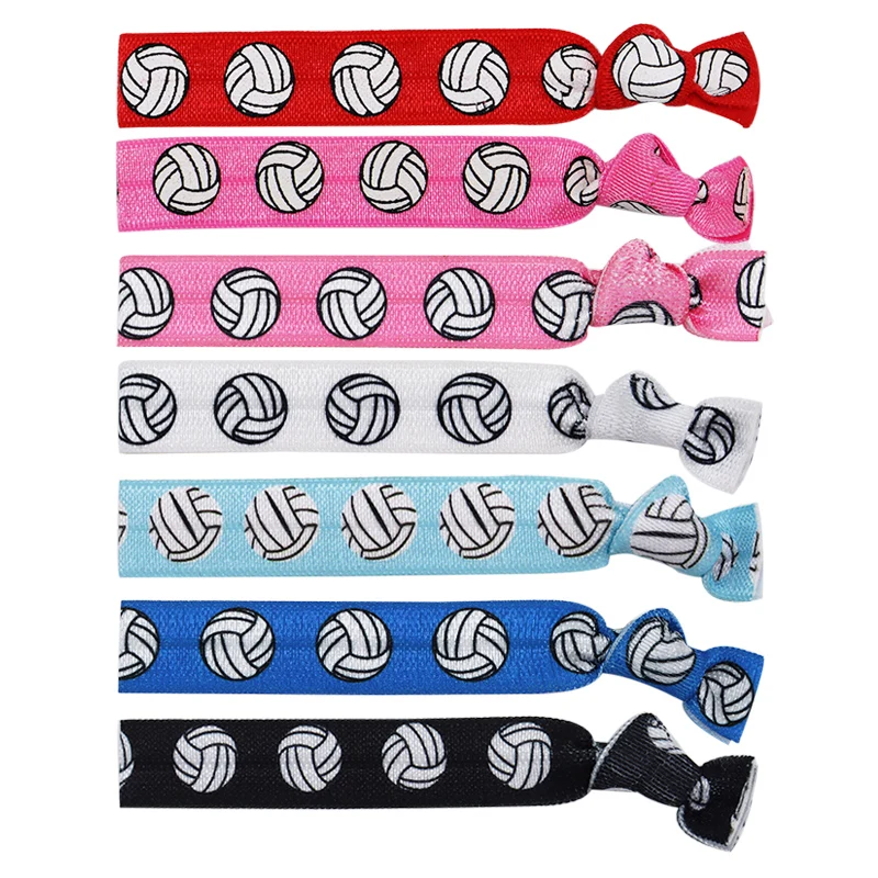 30pcs football soccer sports fold over elastic band foe hair tie ponytail holder hair accessories bracelets wristbands 30Pcs Volleyball Sports Fold Over Elastic Band FOE Hair Tie Ponytail Holder Hair Accessories Bracelets Wristbands