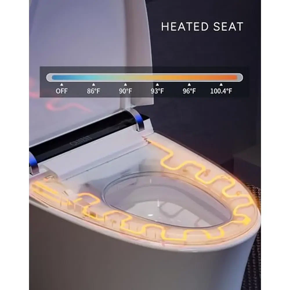 Smart Toilet Bidet Combo Remote Control LED Display Radar Detection Foot Sensor Warm Water Heated Seat Steel Nozzles Massage