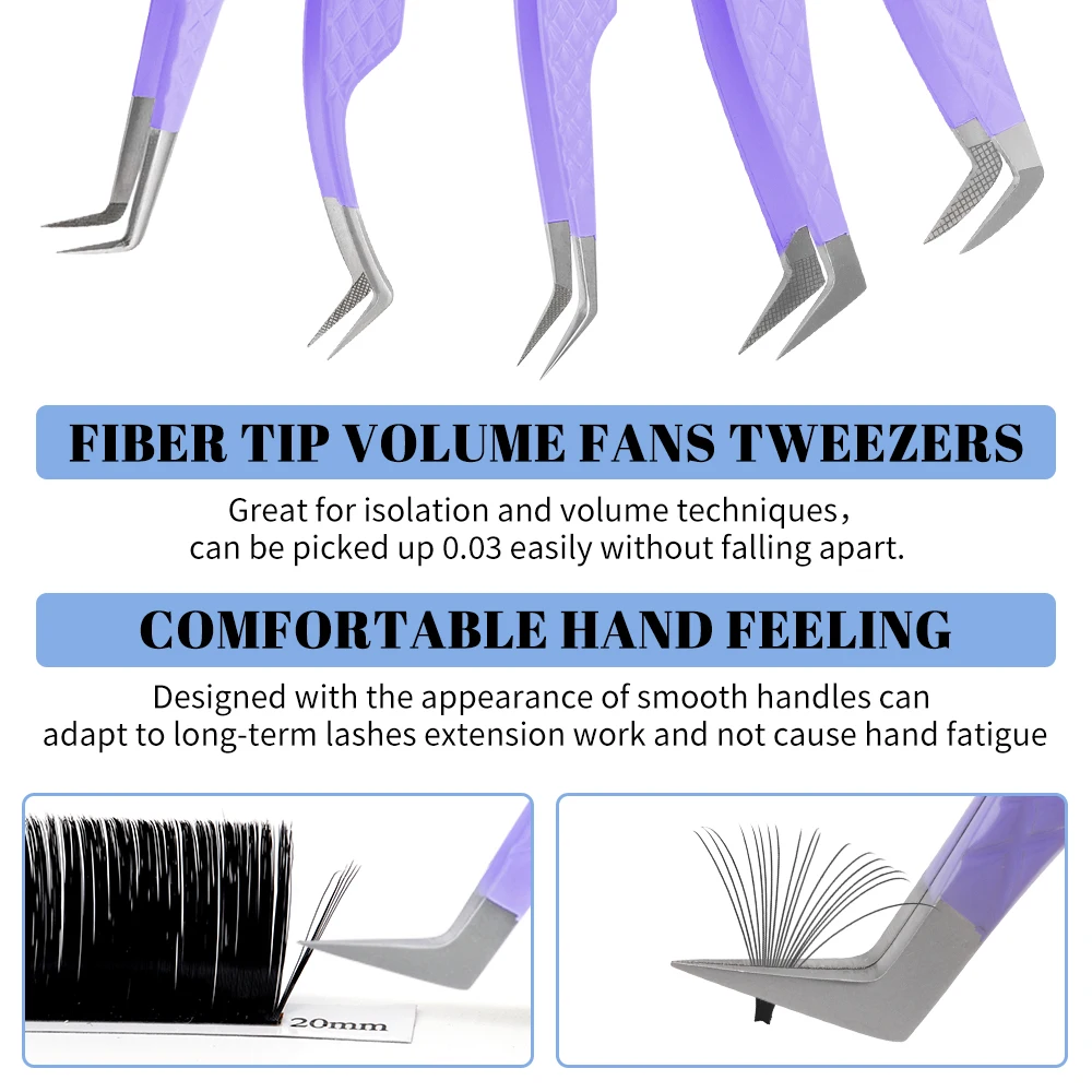 FADVAN Tweezers Gradient Purple Stainless Steel High Precision Anti-Static Tweezers For Eyelash Extensions 1 Pcs 5