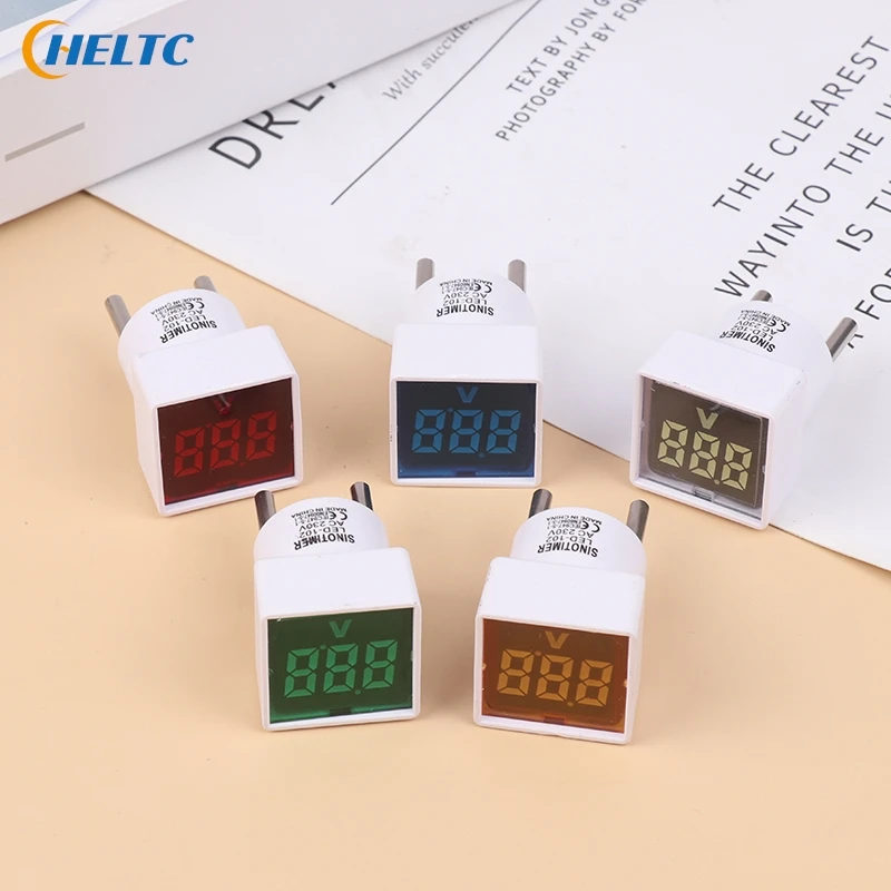 

Квадратный Цифровой вольтметр переменного тока 50-380 В, измеритель напряжения с европейской розеткой для электрика, инструмент, вольтметр, тестер, детектор