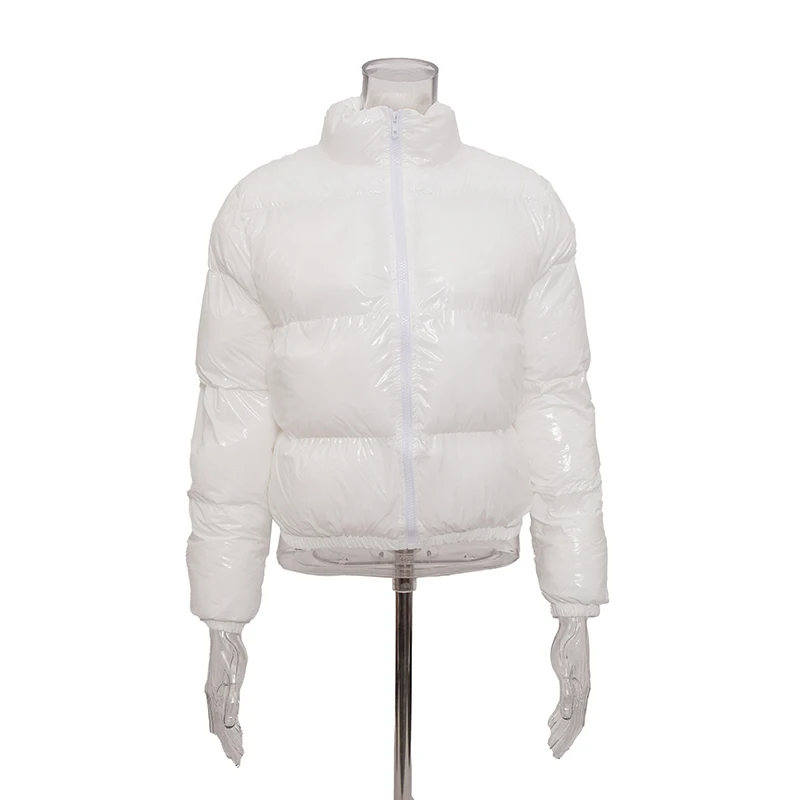 Warm Thick Bomber Coat Winter Jacket Women Festival Warm Parka Down Bubble Coat Top Christmas Stripe Crop Outwear Puffer Jacket