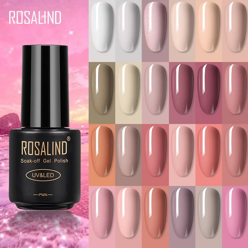 Rosalind Nude Pink Color Nail Gel Polish Paillettes Colorate Gel Soak Off Uv Led Gel Nail Art Design Fai Da Te Vernis Semi Permanente