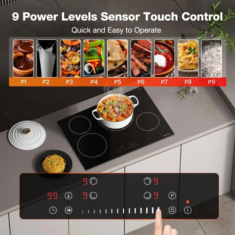 30 Inch Induction Cooktop, 6500W Built in Induction Stove Top with 4 Boost Burner, ETL & FCC Certified Electric Cooktop