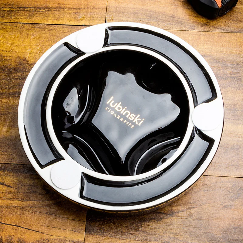 Cigar Pipe Dual-purpose Ashtray Bone Ceramic Fashion Personality Circular Smoke Extinguisher 3 Pipe Household