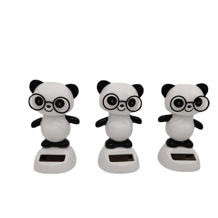 Cartoon Cute Swinging Panda Solar Car Ornament Creative Kawaii Panda Car Decorations Solar Toys Desktop Decorations