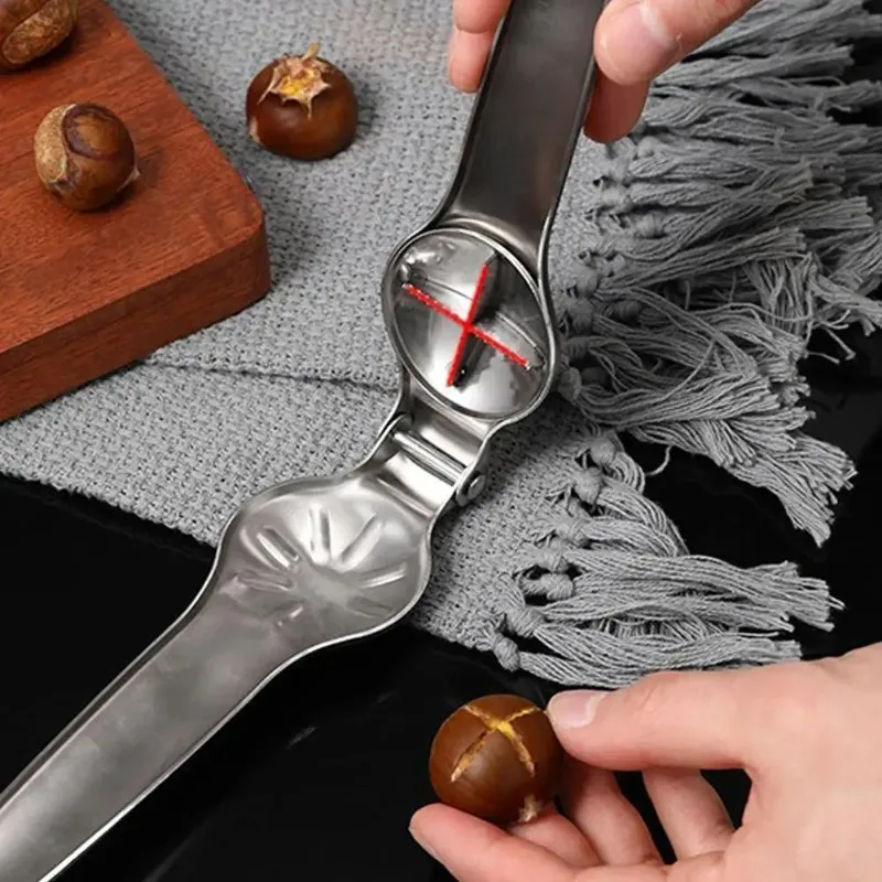 Stainless Steel Chestnut Clip Walnut Pliers for Bottle Opening and Shell Peeling Kitchen Tool, Two in One Multifunctional