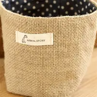 Jute Cotton Linen Storage Bag Home Organization and Storage Organizer Basket for Cosmetic Sundries Storage Box Decor 4