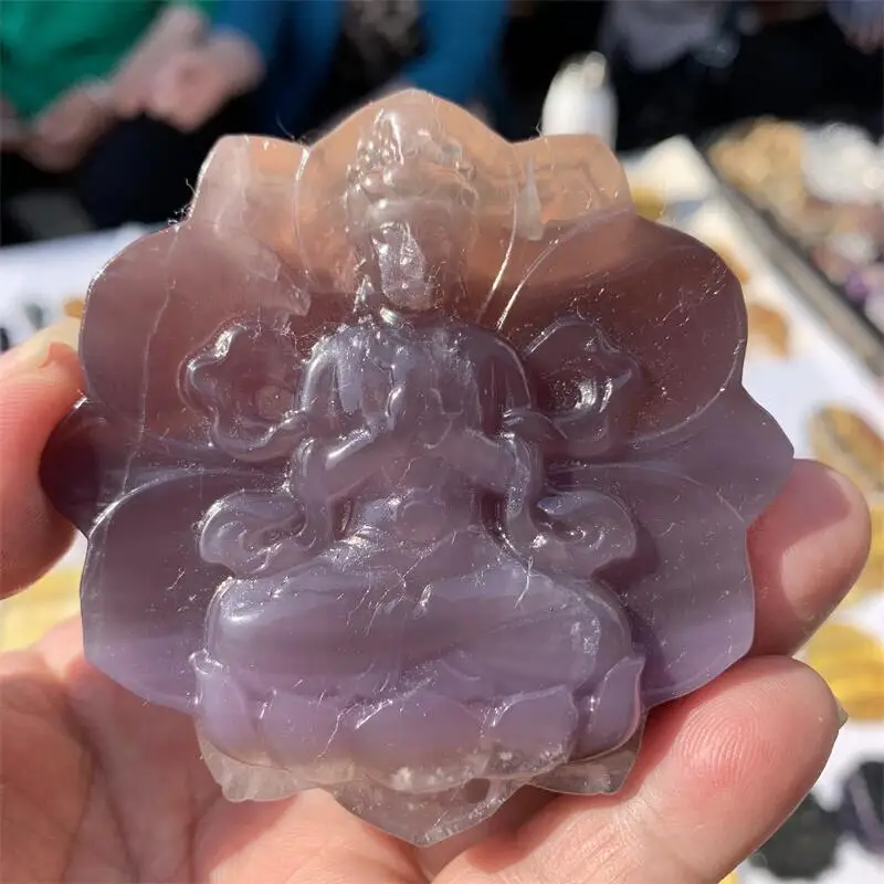 

Natural Fluorite Buddha Carved Quartz Crystal Figurine Feng Shui Crafts Healing Home Decorate