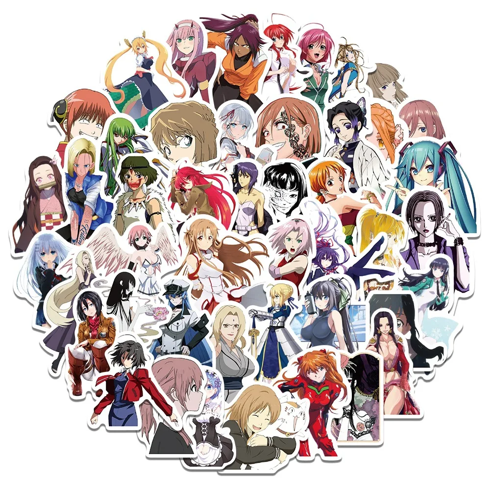 

52 Japanese Anime Heroine Sakura/NANA/Red Hitomi/Mikasa Ackerman Stickers Waterproof Luggage Stickers Cute Stickers