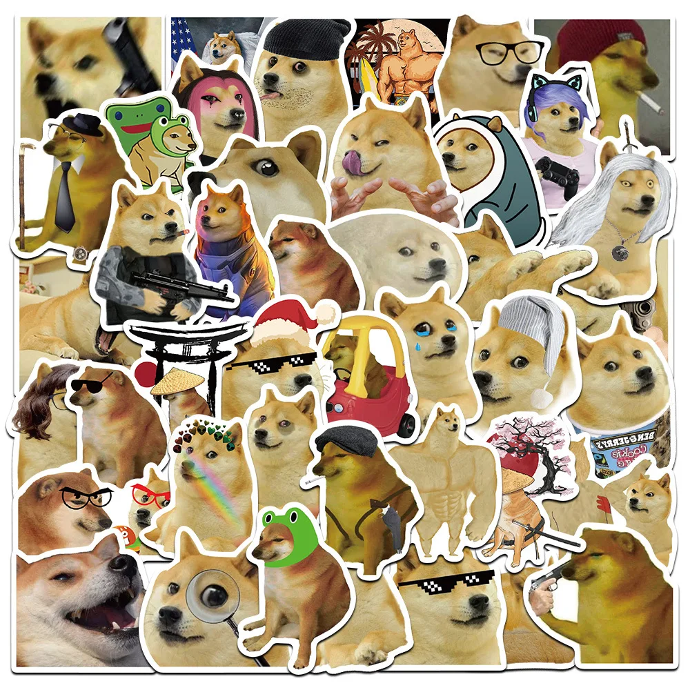 Waterproof Stickers 50PCS Funny Dog Buff Doge Stickers Decals Kids Toys Laptop Phone Motorcycle Luggage Car Fridge Guitar Bike Waterproof Sticker
