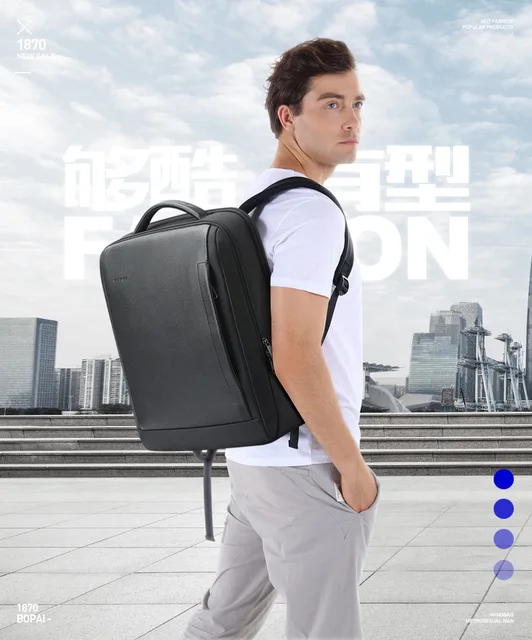 BOPAI Men Business Backpack 15.6 Inch Office Work Male Backpack 