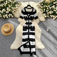 YuooMuoo Chic Fashion Sexy Package Hips Knitted Long Dress 2025 Spring and Summer Elegant Slim Waist Office Lady Sweater Dress - Image 2