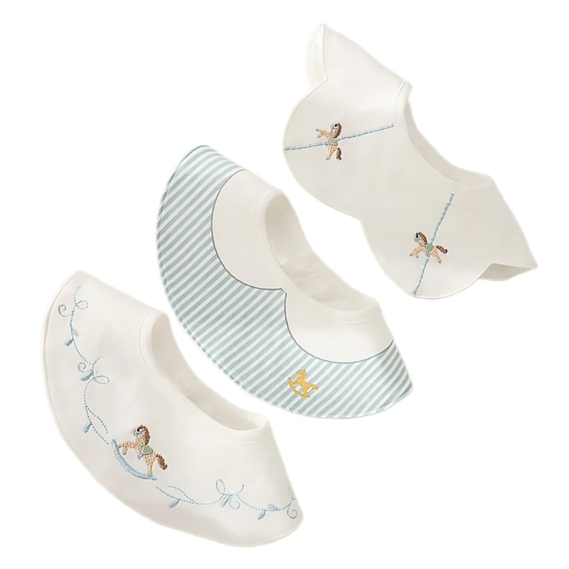 3Pcs Set Japanese Style Infant Toddlers Baby Bibs Cotton Cartoon Embroidery Newborn Burp Cloths Boys Girls Saliva Towel 5