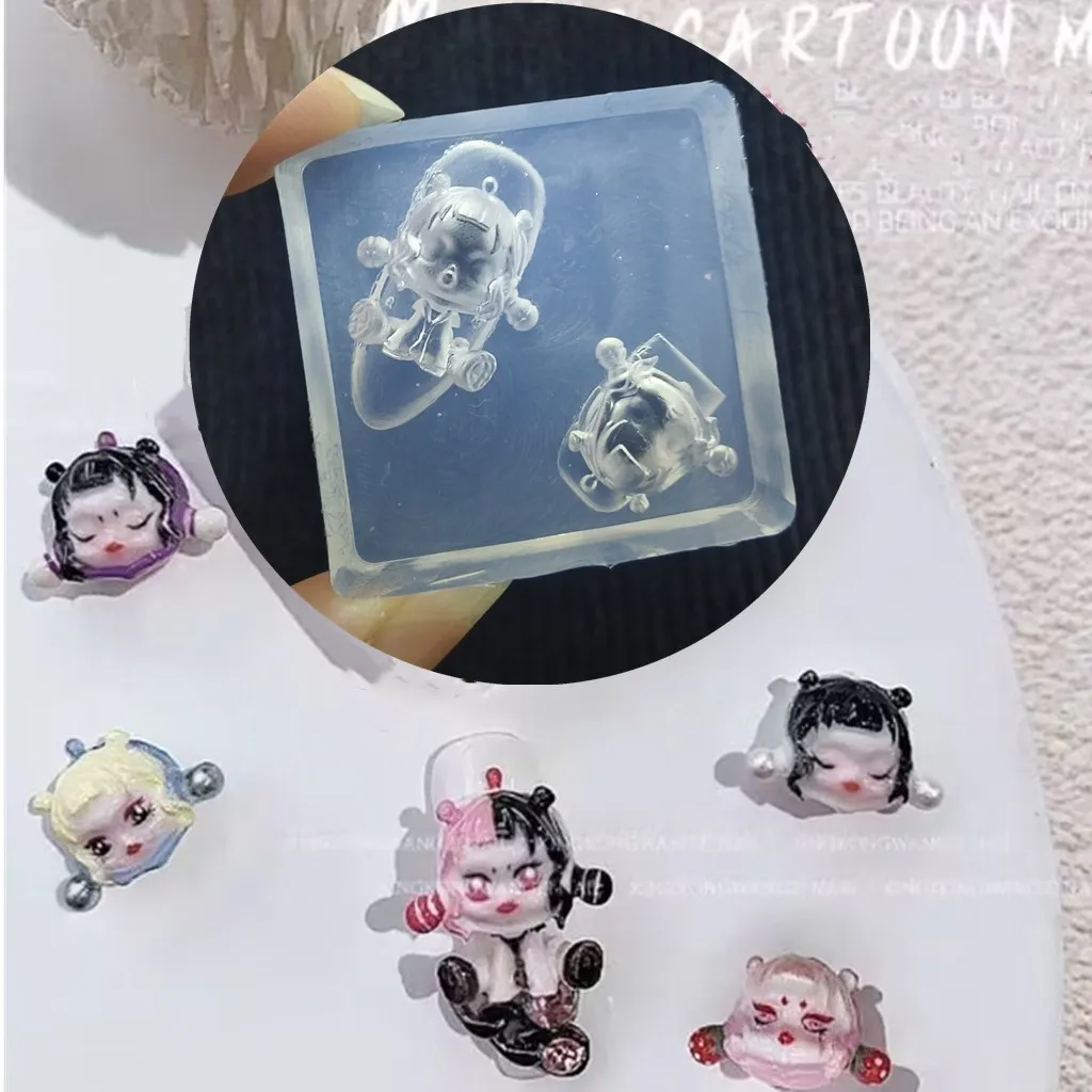 1pc Bowknot  Girl 3D Acrylic Mold  Cartoon  Nail Art Decorations   Design Silicone Decorated   Nail Art Templates Nails  Mold 6