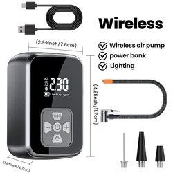 Compact Electric Tire Inflator with Intelligent Digital Display - Battery Powered (Wireless standard)