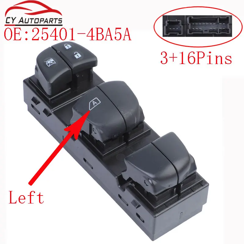 

New Front Left Power Window Switch For 2014-2019 Nissan Rogue 25401-4BA5A 254014BA5A