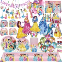 Princess Birthday Party Decor Girls Party Balloons Tableware Plate Cake Topper Girls Birthday Photo Booth Baby Shower Decoration 1