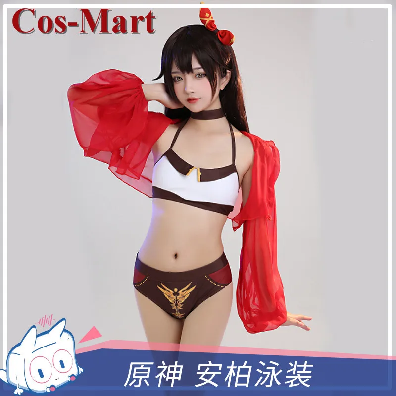 

Костюм для косплевечерние Cos-Mart Game Genshin Impact Янтарный, милый весенний купальник, визуальный костюм для вечеринки