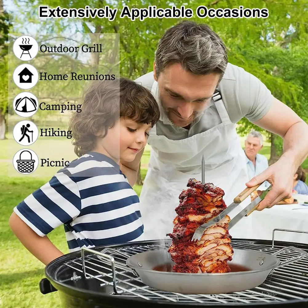 Gyro Pan Stainless Steel Vertical Skewer Stand for Grill Brazilian Spit Holder for Tacos Al Pastor Shawarma Kebabs Oven Bbq