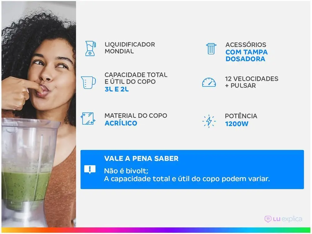 Liquidificador Mondial Turbo L-1200 BI com Filtro 12 Velocidades 1200W Inox Preto - 120V 2