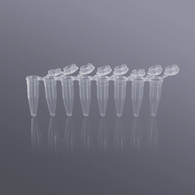 LABSELECT Eight row tubes with flat cover, Connected lid, 0.2ml PCR Tubes & Strips, 120 rows/carton, PST-0208-AFT-C
