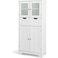 Floor Storage Cabinet, Freestanding Bathroom Cabinet, Tall Storage Organizer Cupboard for Kitchen Living Room 1