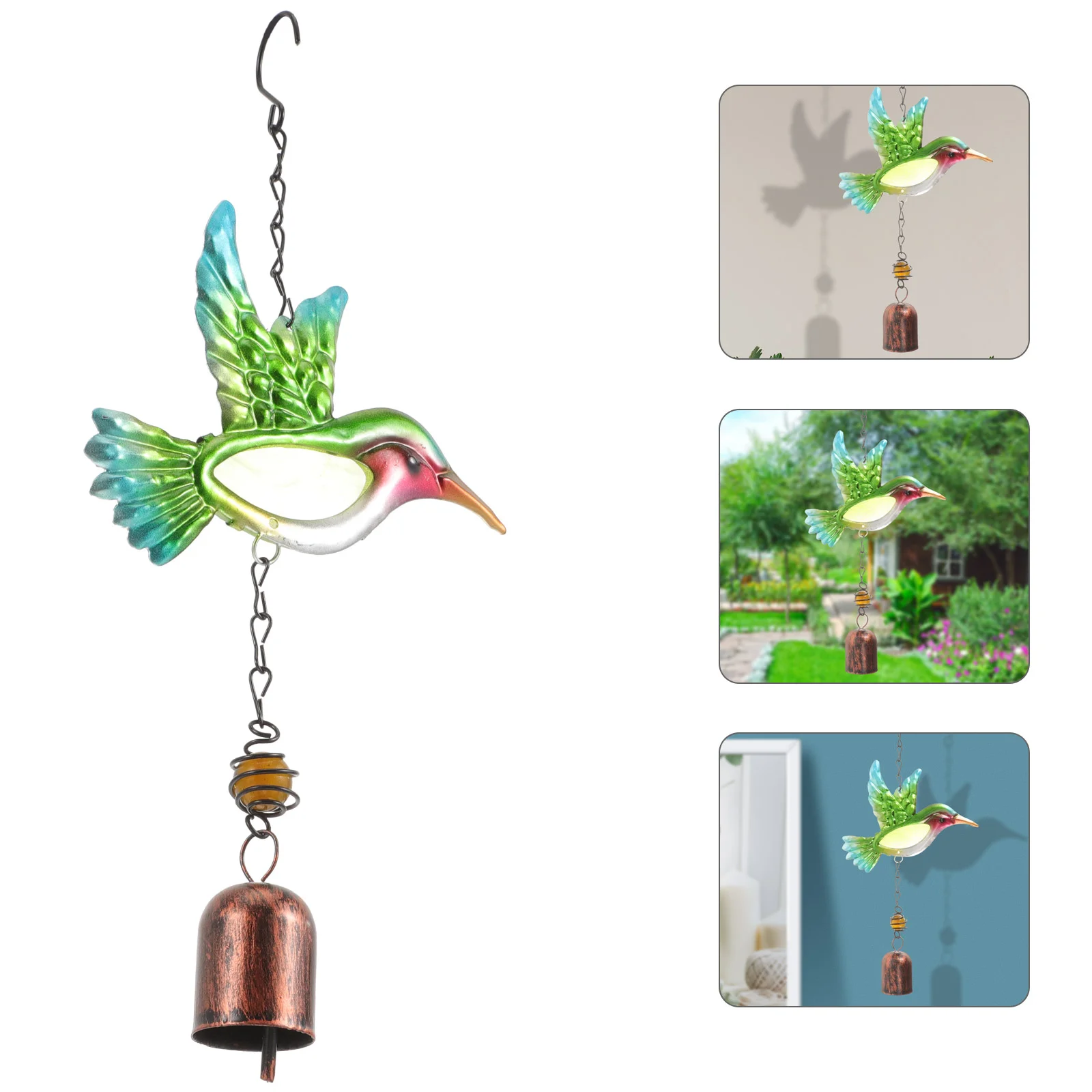 

English title: Bird Wind Chime Vintage Metal Hummingbird Ornaments Iridescent Hummingbird Pendants Outdoor Garden