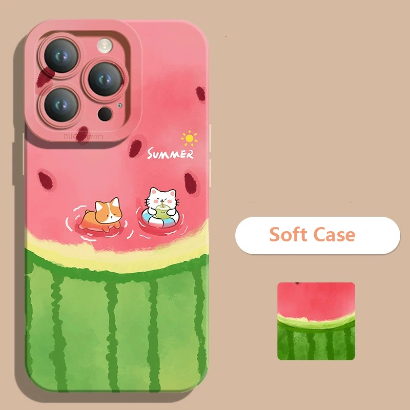 Summer Cool Watermelon Cat Phone Case - Refreshing Design Cover