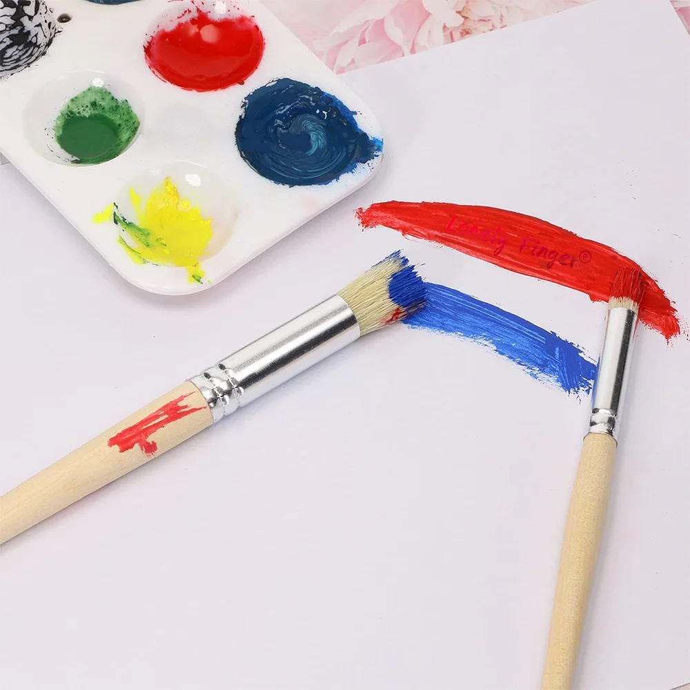 6/12pcs Wooden Stencil Brush Natural Bristle Wood Template Art Paint Brushes for Acrylic Oil Watercolor Painting DIY Crafts 3