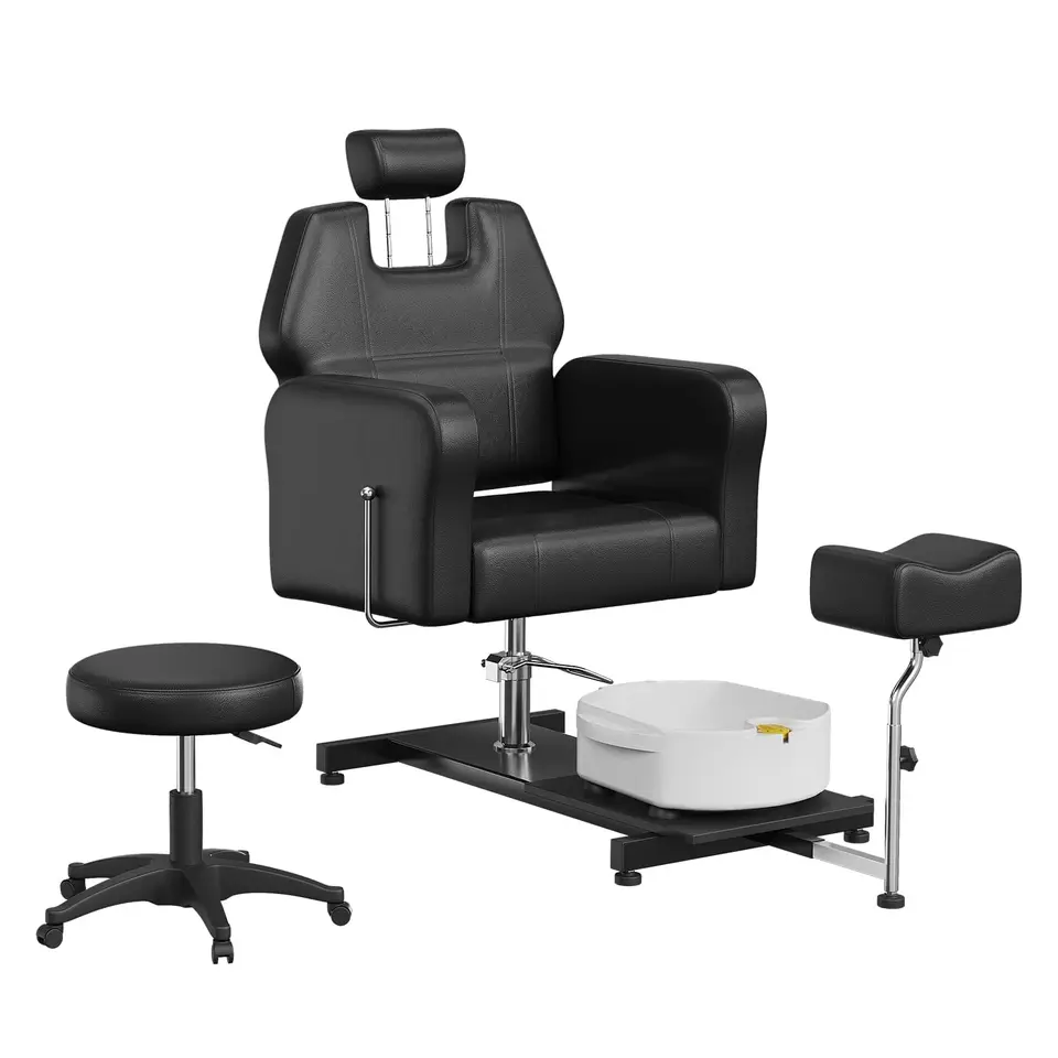 Premium Reclining Pedicure Chair with Hydraulic Stool