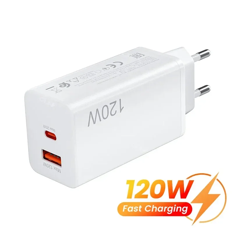 

120w GaN Charger PD Type C Fast Charging Adapter For Xiaomi 13 Oneplus iPhone 14 13 Pro Max Samsung Huawei POCO Redmi Cellphones