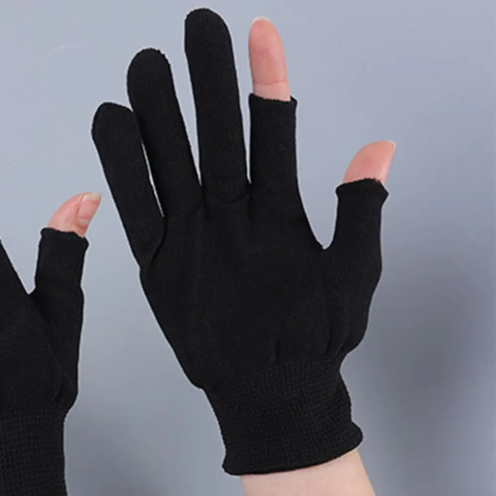 

Three Fingers Solid Color Fingerless Outdoor Cycling Anti-skid Mittens Men Nylon Gloves Show Two Fingers Touch Screen Gloves