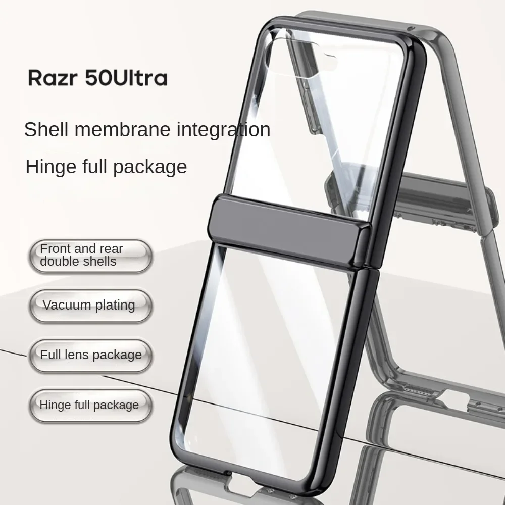Ultra-Thin Electroplated Transparent Shockproof Case with Mirror Film and Folding Hinge Cover