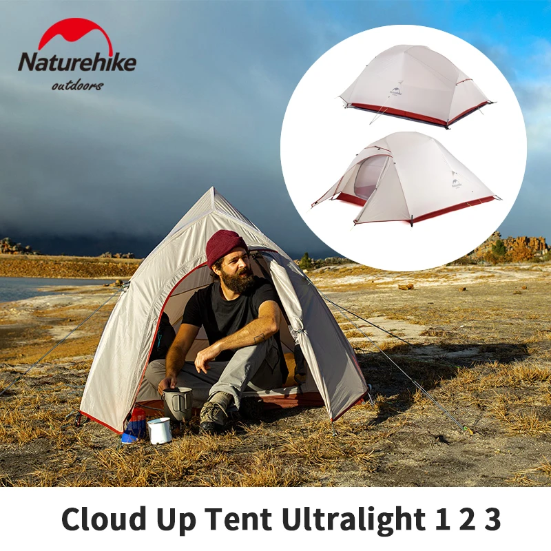 Camping Tent Naturehike Cloud Up 1 2 3 Single Double Triple People Outdoor Travel Hiking 3-4 Season Double Layer