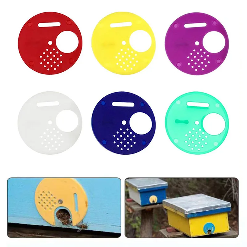 

6PCS Beekeeping Plastic Beehive Door Round Single Bee Exit Hive Vent Entrance Ventilation Gate Nest Tools Equipment Supplies