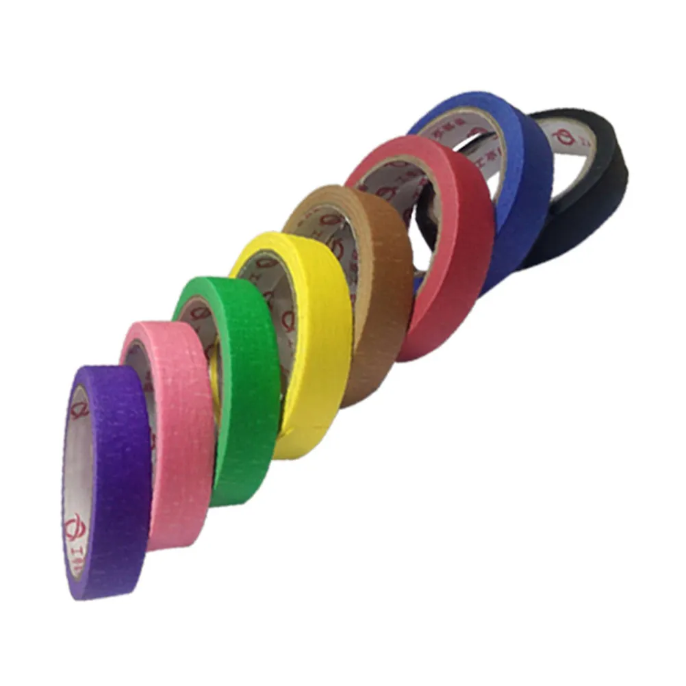 6Pcs 컬러 마스킹 테이프 긴 사이즈 강력한 끈적 끈적한 주름 종이 질감이 있는 접착 테이프 파티 장식 무대 공연용