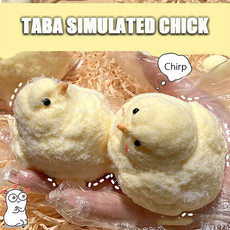 Squishy Chicken Kawaii Handmade Silicone Soft Flocked Yellow Chicken Seal Soft Chicken Kids Birthday Gift Toy Cute Squishy Chick 2