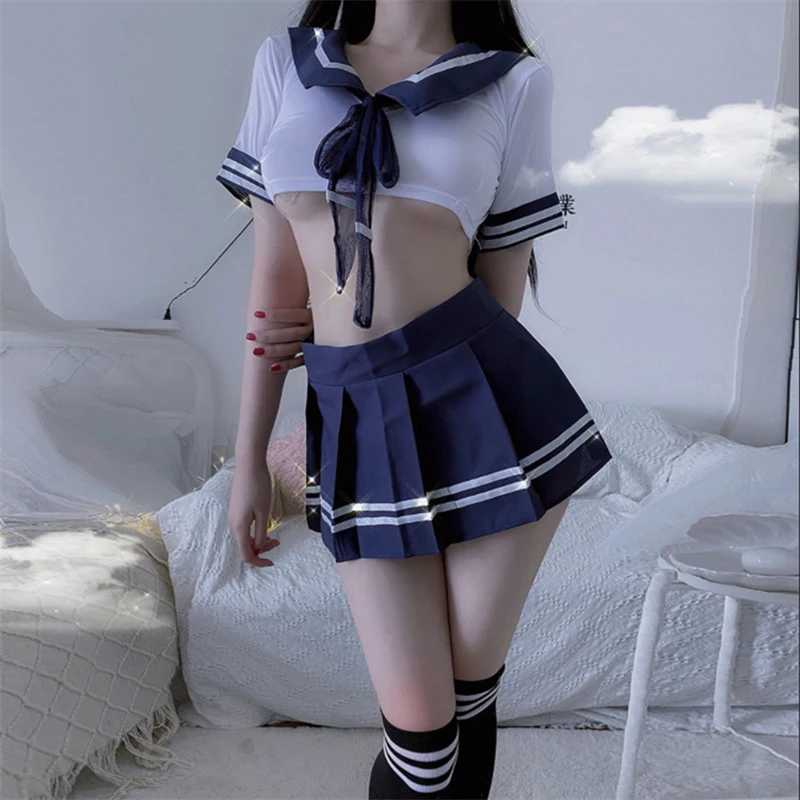 Erotic Women's Temptation Doll Dresses Cute Soft Girls Crotch Student Costumes Role Play Cos Sexy Short Skirt Jk Uniform Sets women cosplay costume
