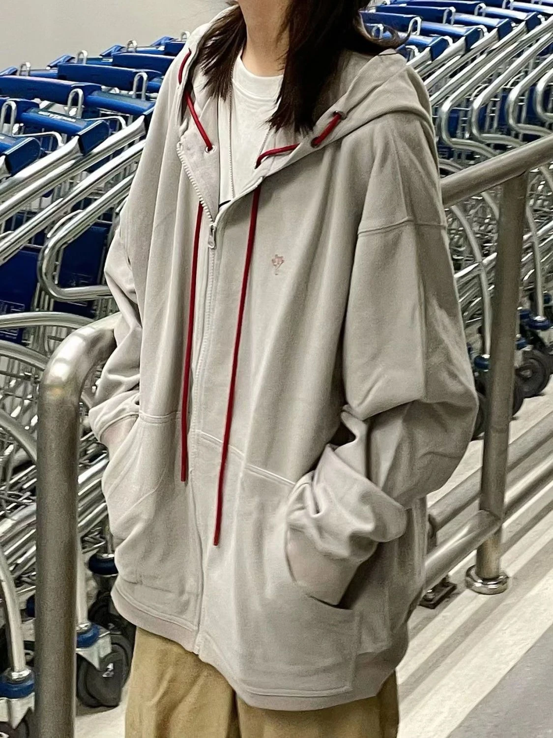 

Zipper Hooded Sweatshirts Kpop Casual Thin Tops Vintage Clothes Deeptown Korean Gray Zip Up Hoodies Women Harajuku Streetwear