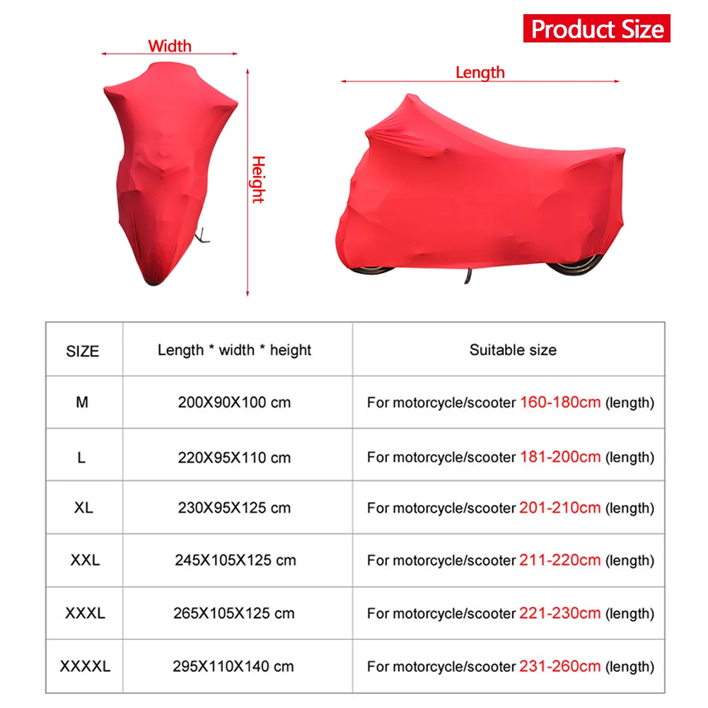 Bike Motor Scooter Dustproof Cover Universal Cloth Motorcycle UV Protector Cover Indoor Outdoor Elastic Fabric M-4XL 2 Colors