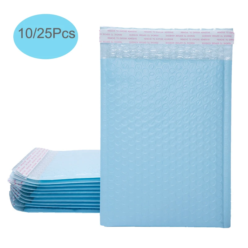 Light Blue Bubble Mailers 10/25 Pack Colored Padded Mailing Envelopes Self-Seal Shipping Bags for Small Business Poly Bubble Bag