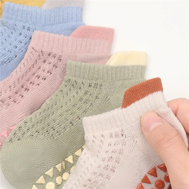 Baby Socks Lawadka 4Pairs/set Baby Boy Girl Sock Summer Mesh Thin Newborn Socks for Girls Boys Casual Toddler Short Floor Sock Anti-slip