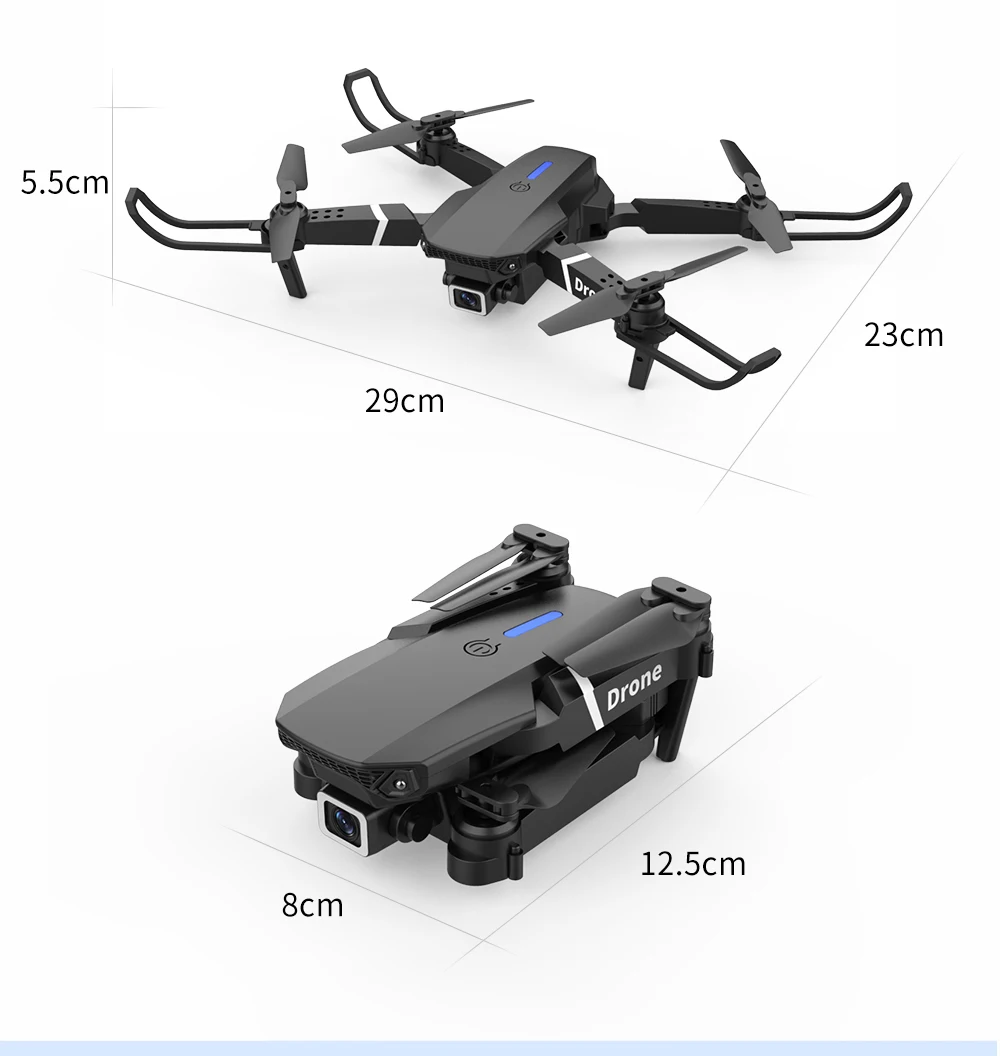 Drone GPS E88 Drone GPS Pliable avec Caméra 4K pour Adultes, Quadcopter avec  Moteur Brushless, Sac de Transport, Longue Plage de Contrôle, Drone Vidéo  en Direct RC Quadcopter Avions avec 1 Batterie 