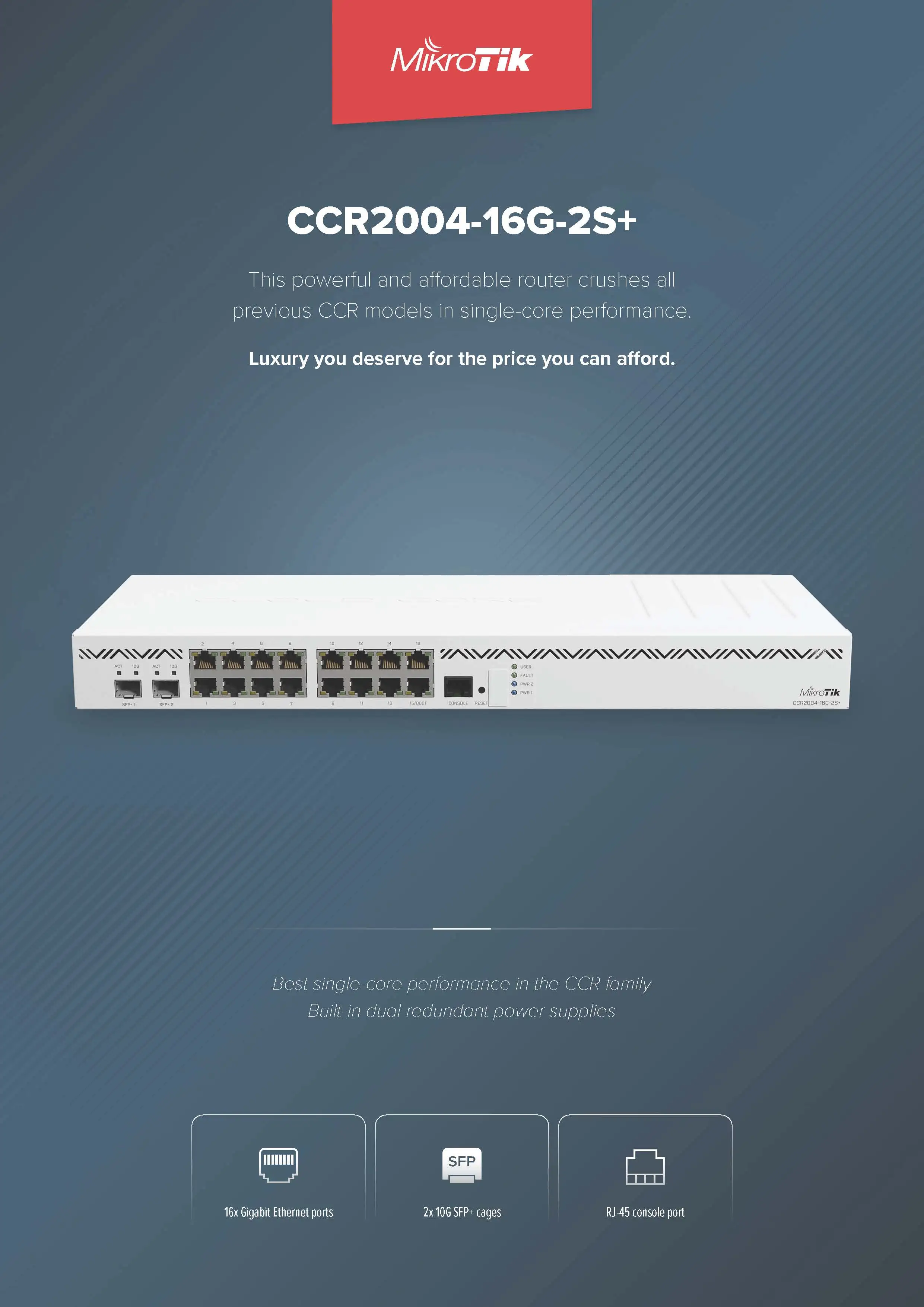 Mikrotik CCR2004-16G-2S+PC or CCR2004-16G-2S+ CCR2004 Series