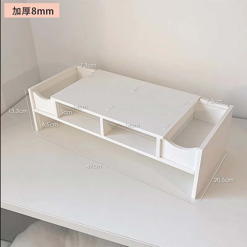 컴퓨터 모니터 화면 상승 프레임, 이중 레이어 흰색 기숙사 어셈블리, 데스크탑 스토리지 랙 베이스, 기숙사 사무용품
