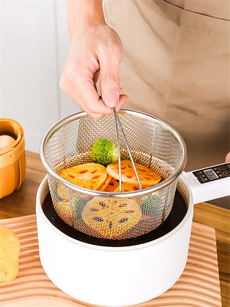 Description Picture 6 of itemPressure Cooker Rice Steamer with Handle Stainless Steel Oil Filter Drain Basket Food Steaming Rack Kitchen Cooking Utensils